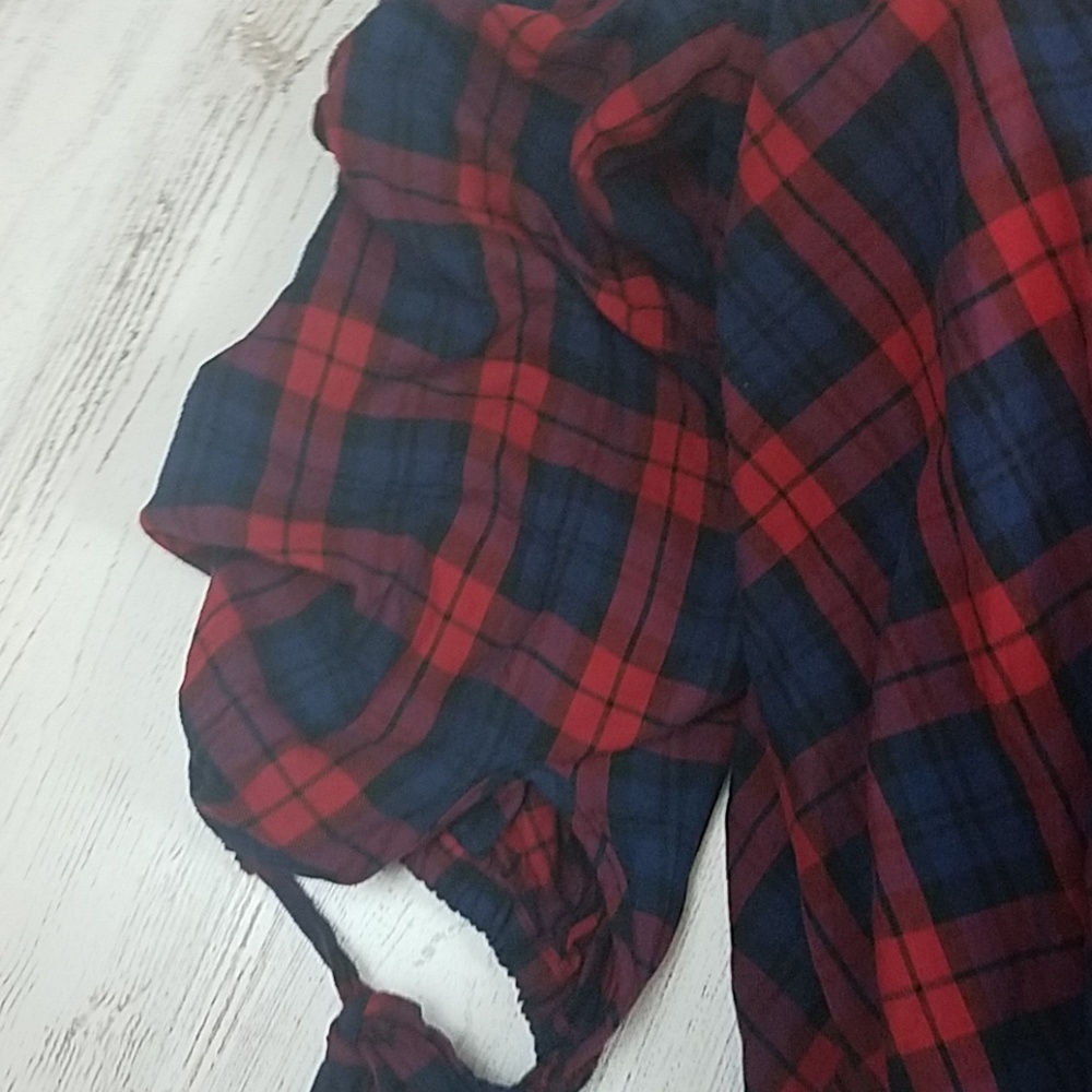Mango Plaid Off-Shoulder Top - Picture 3 of 5